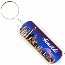 Seattle Skyline Day Oblong Acrylic Keychain