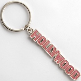 Hollywood Pink Glitter Enamel Metal Keychain