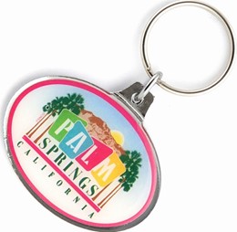Palm Springs Sign Oval Metal Keychain
