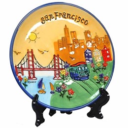 San Francisco Puff Yellow Hand Painted 8" Plaque