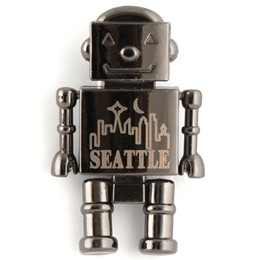 Seattle Skyline Robot Gun Metal Magnet