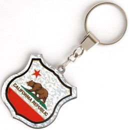California Bear Flag Shield Metal Keychain
