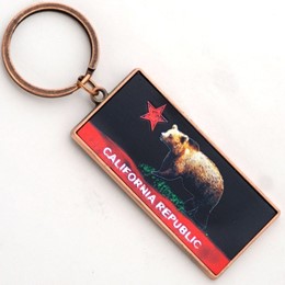 California Bear Flag Spark Rectangular Metal Keychain