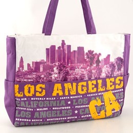 Los Angeles Purple Skyline Canvas Tote