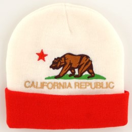 California Bear Flag White Skullcap