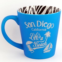 San Diego Life's a Beach 12 oz. Zebra/Blue Taper Mug