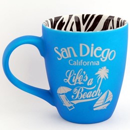 San Diego Life's a Beach 12 oz. Zebra/Blue Harbour Mug