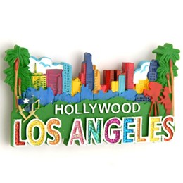 Los Angeles/Hollywood Skyline Glitter Poly Magnet