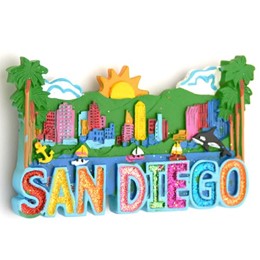 San Diego Skyline Glitter Poly Magnet