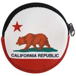 California Bear Flag Round Black Coin Purse