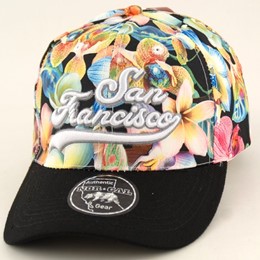 San Francisco Black Curved Bill Floral Hat
