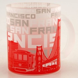 San Francisco Red Skyline 11oz. Frosted Glass Mug