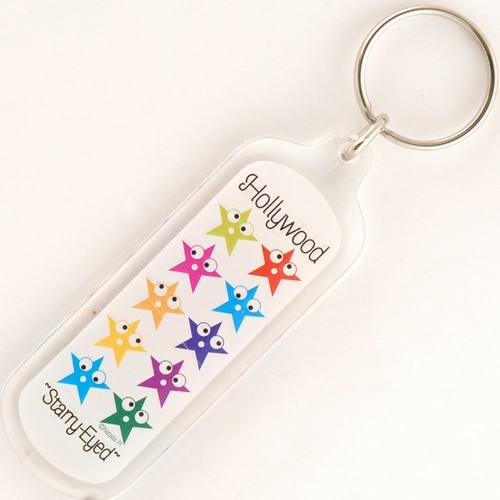 Hollywood Looksee White Oblong Acrylic Keychain