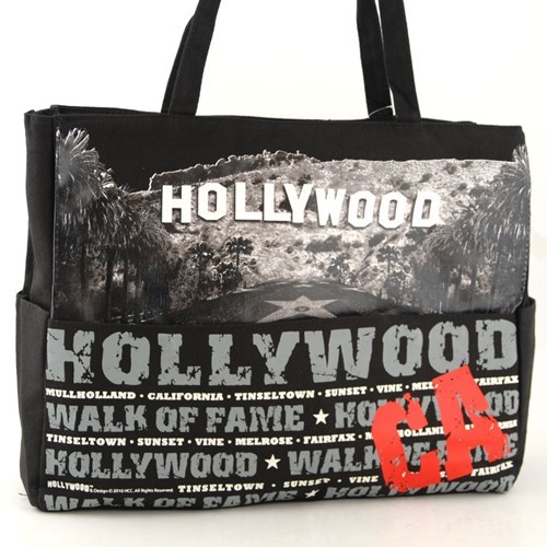Hollywood Walk of Fame Black Canvas Tote