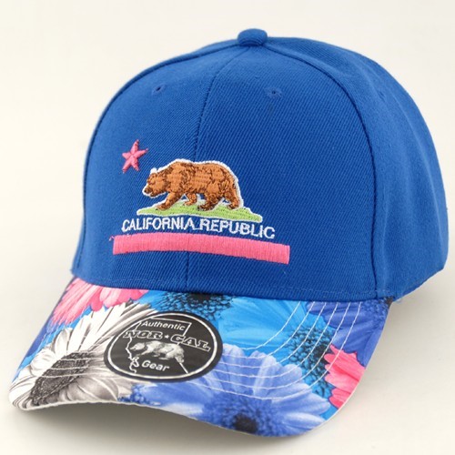 California Bear Blue Top Floral Hat