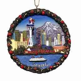 Seattle Round Polyresin Christmas Ornament