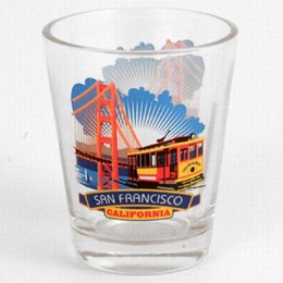 San Francisco Sunrise Collage Shotglass (Blue SF)