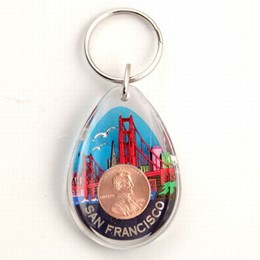 San Francisco Golden Gate Lucky 1 Cent Teardrop Keychain