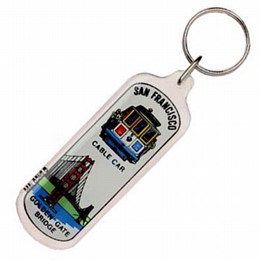 San Francisco Cable Car & Golden Gate Verticle Oblong Keychain