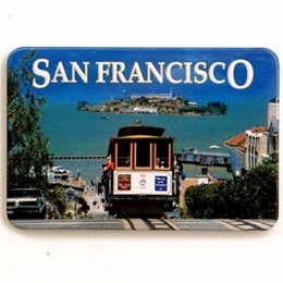 San Francisco Cable Car Alcatraz Tin Photo Magnet