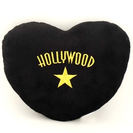 Hollywood Star Black Heart-Shapped Pillow (S)