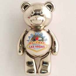 Las Vegas Sign Bear Shaped Silver Magnet