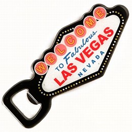 Las Vegas Black Sign Bottle Opener Magnet