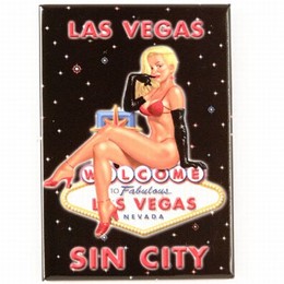 Las Vegas Blond Pinup Girl Photo Magnet