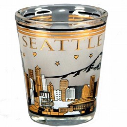Seattle Skyline Black & Gold Shotglass