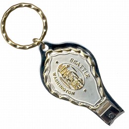 Seattle Oval Nail Clipper Gold & Pewter Keychain