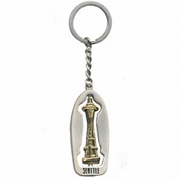 Seattle Space Needle Gold & Pewter Keychain