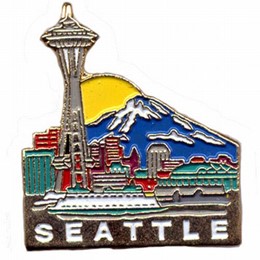 Seattle Color Skyline Lapel Pin