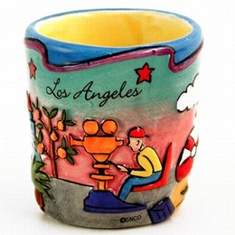 Los Angeles Puff Hand Painted Blue Shotcup Shotglass