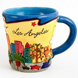 Los Angeles Puff Hand Painted Blue-Inside Trumpet Mug