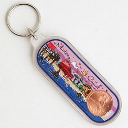 Monterey-Carmel Pink Hand Painted Lucky 1 Cent Acrylic Keychain