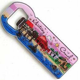 Monterey-Carmel Pink Hand Painted Bottle Opener Magnet