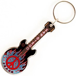 San Diego Peace / Love Guitar Keychain (Acrylic)