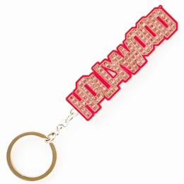 Hollywood Spellout Pink Glitter Keychain