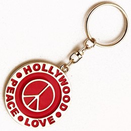 Hollywood Peace & Love Round Enamel Keychain