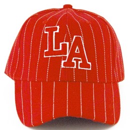 Los Angeles Red Striped Baseball Hat