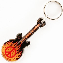 Santa Monica Peace / Love Guitar Acrylic Keychain