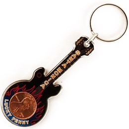 Santa Monica Lucky 1 Cent Guitar Acrylic Keychain
