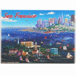 San Francisco Alcatraz/Skyline A. Chen  2 1/2 x 3 1/2 Magnet