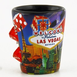 Las Vegas Dice Collage with Dice Black Shotcup