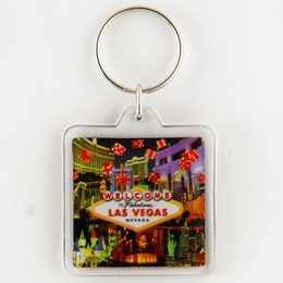 Las Vegas Dice Collage Square Acrylic Keychain