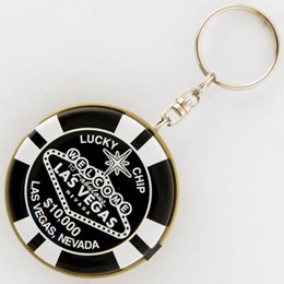 Las Vegas 10K Black Lucky Pokerchip Tin Box Keychain