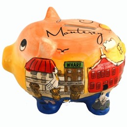 Monterey/Carmel Puff Handpainted Piggy Bank