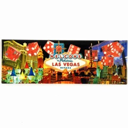Las Vegas Dice Collage Glitter Pano Magnet