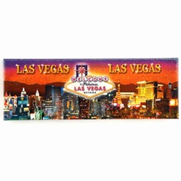 Las Vegas Sunset Glitter Pano Magnet
