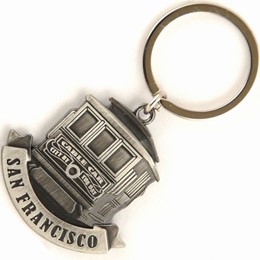 San Francisco Cable Car Frontview Pewter Metal Keychain